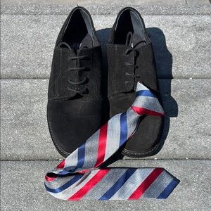 H&M Boys Black Oxfords Dress Shoes Kids Size 1, Kids Red Blue Gray Tie Clip-On